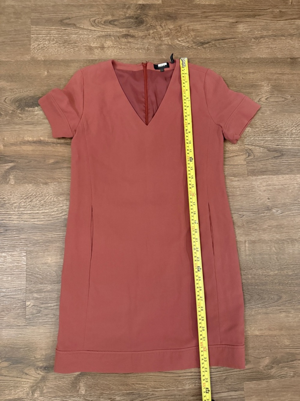 Theory Rust Short-Sleeve V-Neck Sheath Dress Size 6